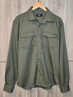 ICON Amsterdam Army Green Overshirt Jacket Mens Flap Pocket Weighty Feel L